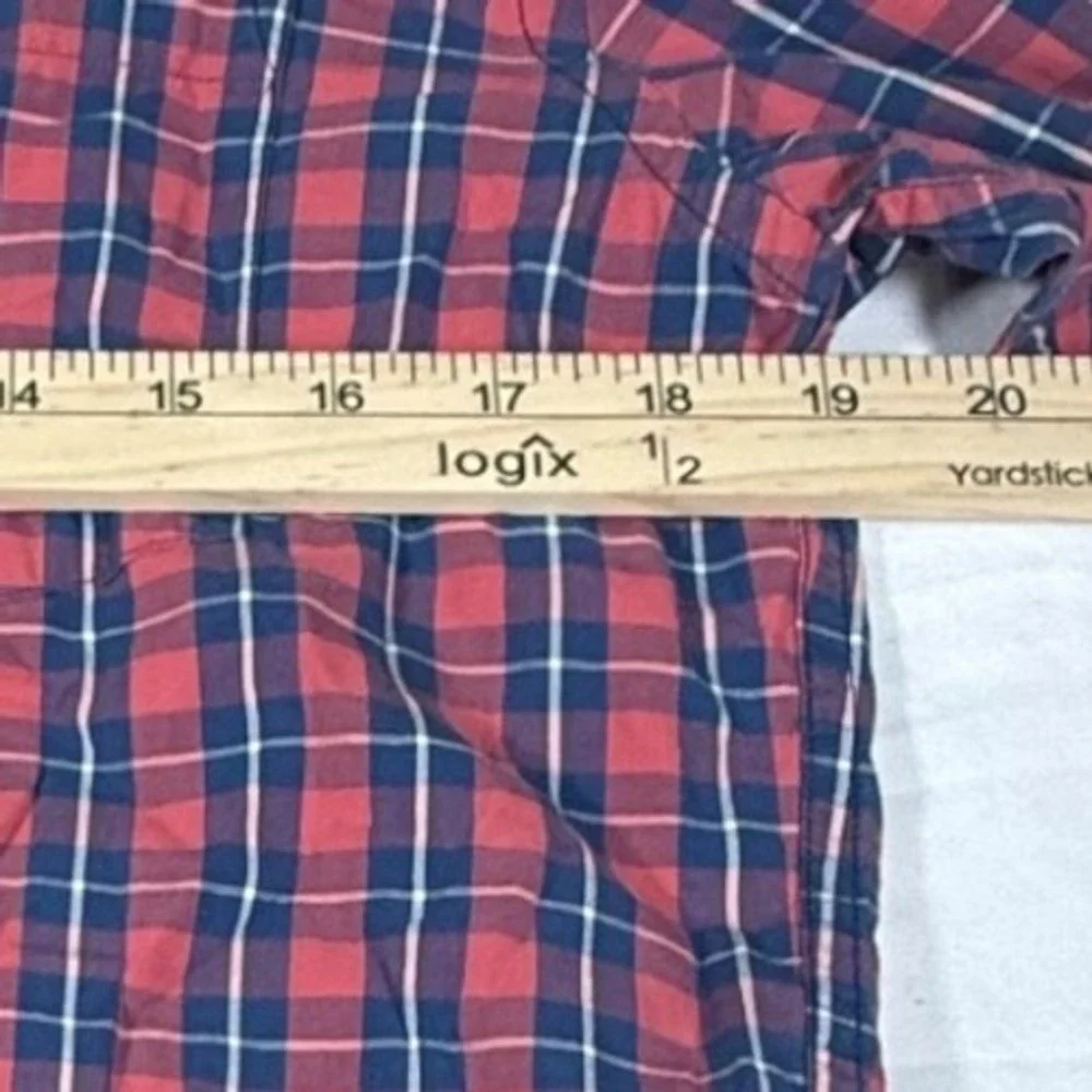 J.Crew Men's M Slim Fit Red Navy Plaid Button-Down Shirt Long Sleeve